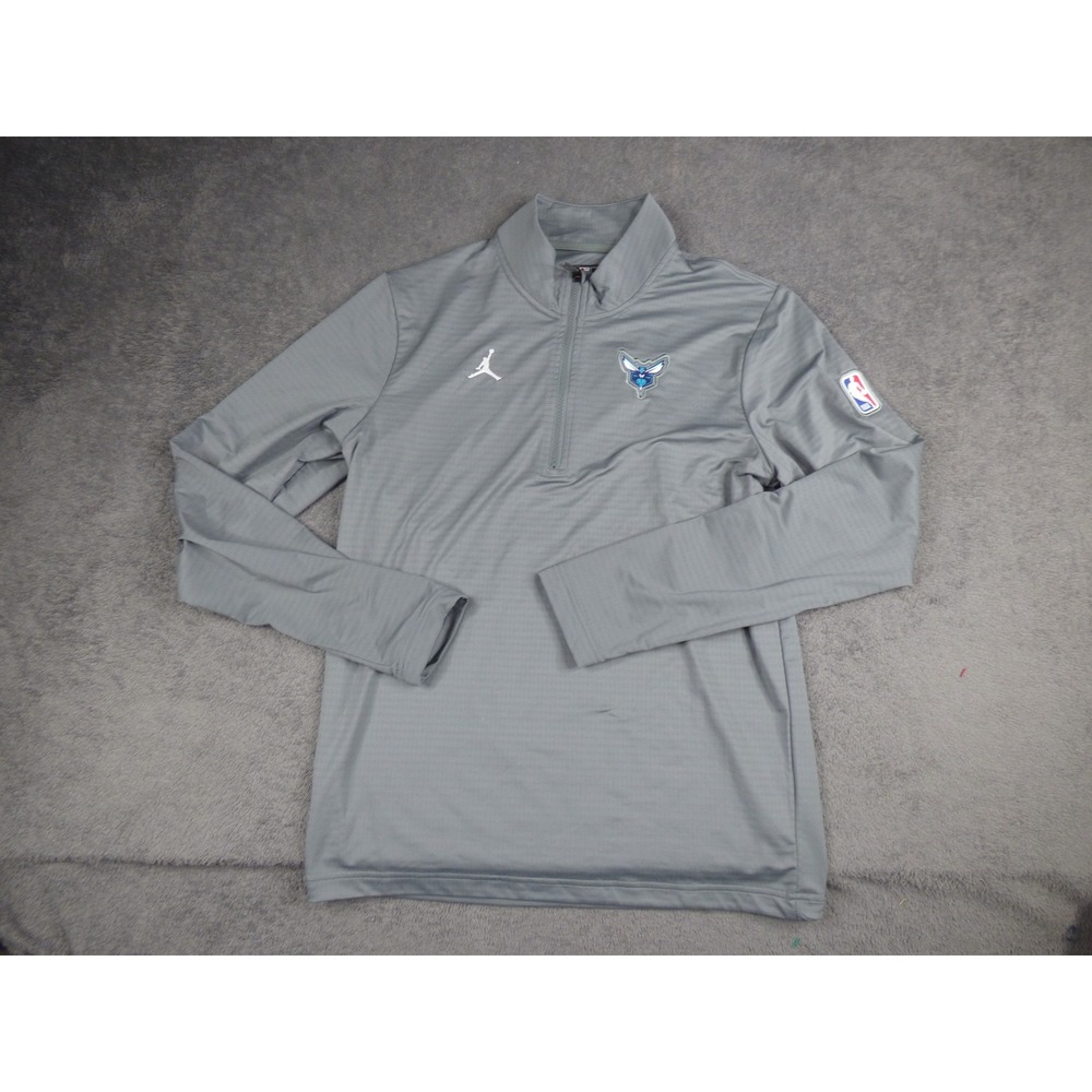 Jordan NBA Charlotte Hornets Gray Dri-FIT Quarter Zip Pullover Mens Small